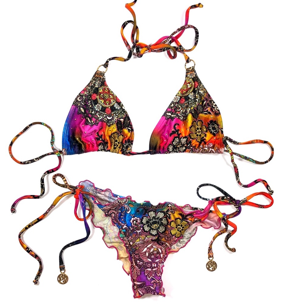 Luli Fama Tie-Dye studded Bikini